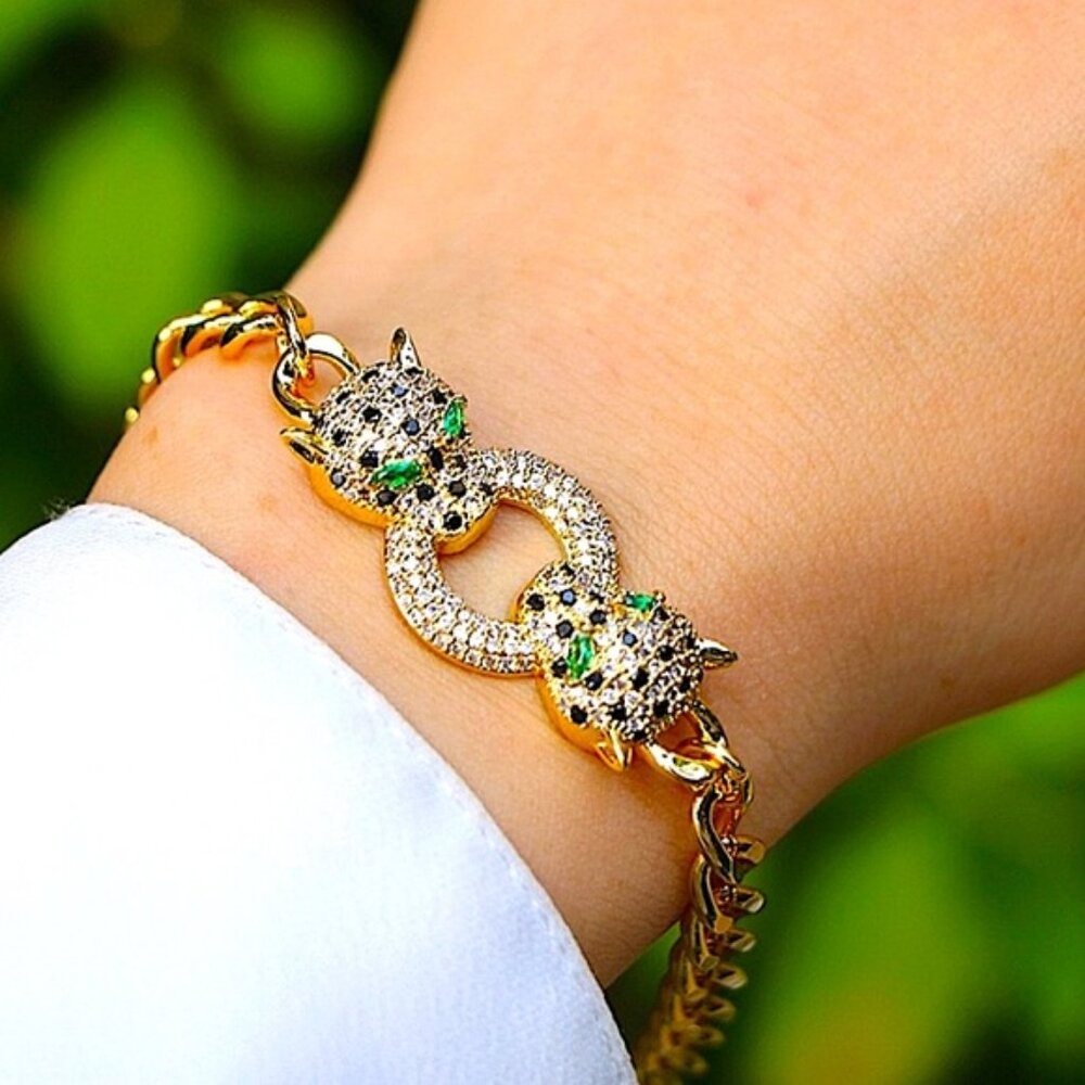 Leopard Chain Link Gold Plated Bracelet
